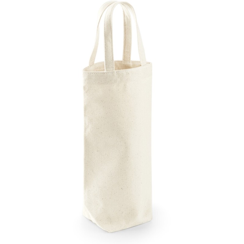 Sac à bouteille en coton canvas commerce équitable, 407 g/m²