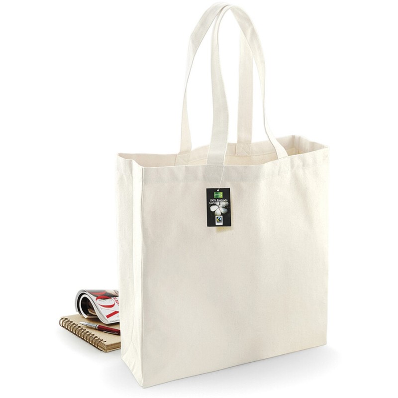 Grand sac shopping en coton canvas commerce équitable, 407 g/m²