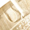 Petit tote bag en toile de jute brillant, anses courtes en coton