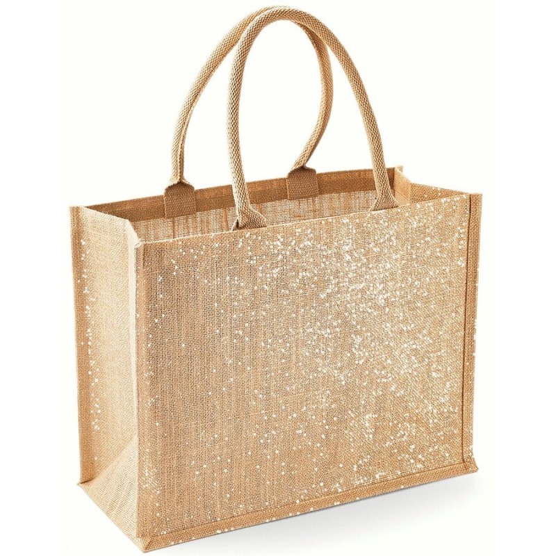 Tote bag en toile de jute brillant avec poignées en coton