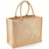 Tote bag en toile de jute brillant avec poignées en coton