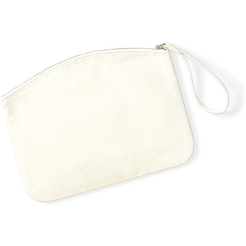 Trousse forme arrondie en coton bio brossé, fermeture éclair, 407 g/m²