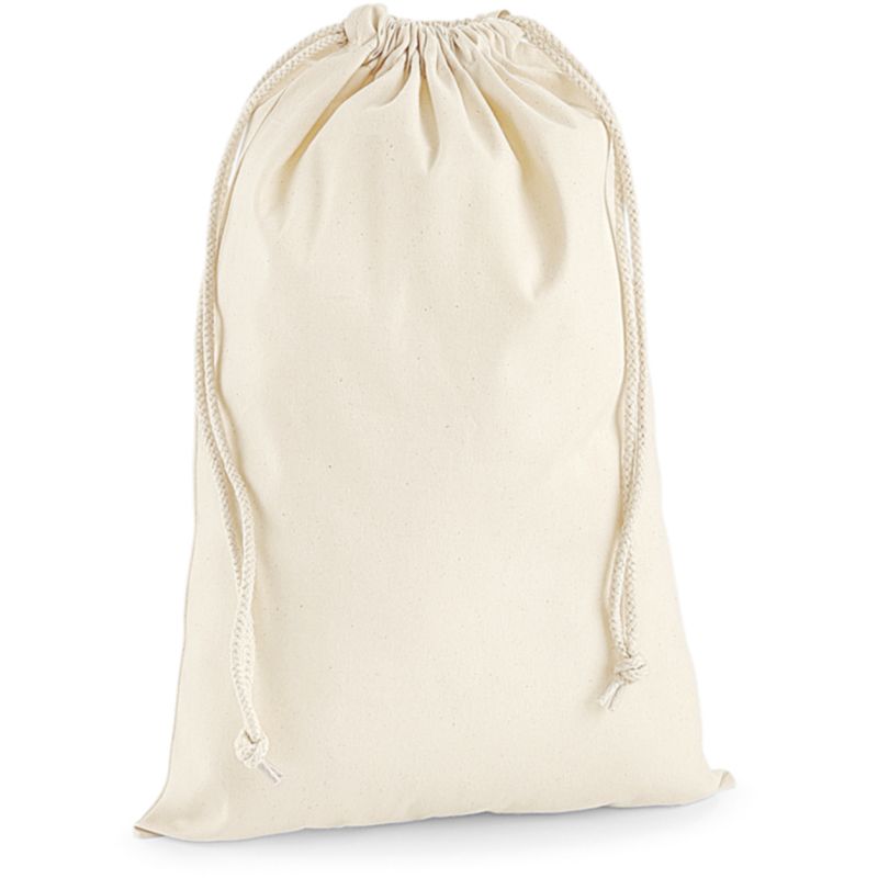 Petit sac de rangement en coton, fermeture à double cordon, 200 g/m²