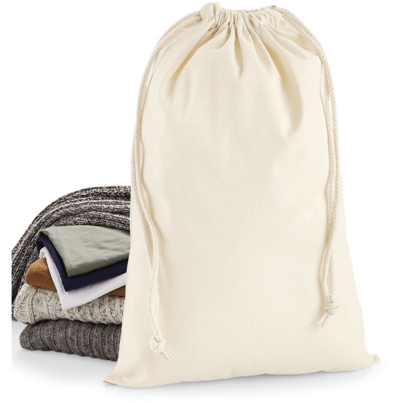 Petit sac de rangement en coton, fermeture à double cordon, 200 g/m²