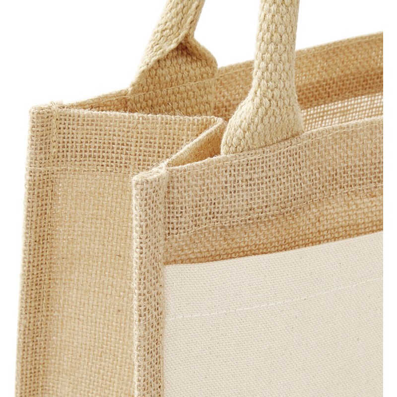 Sac shopping en toile de jute avec poche avant en coton imprimable