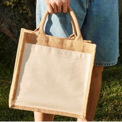 Sac shopping en toile de jute avec poche avant en coton imprimable