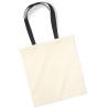 Tote bag coton écru naturel, anses longues colorées, 140 g/m²