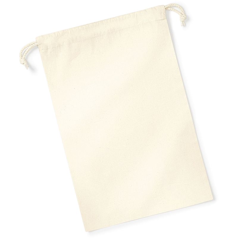 Petit sac de rangement en coton bio fermé par double cordon, 200 g/m²