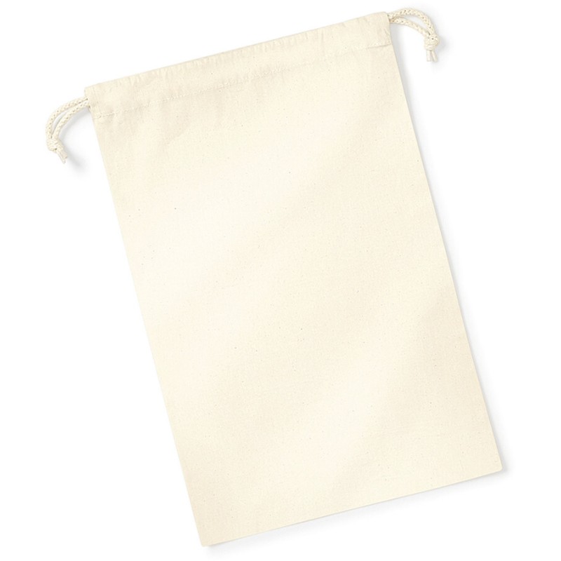 Petit sac de rangement en coton bio fermé par double cordon, 200 g/m²