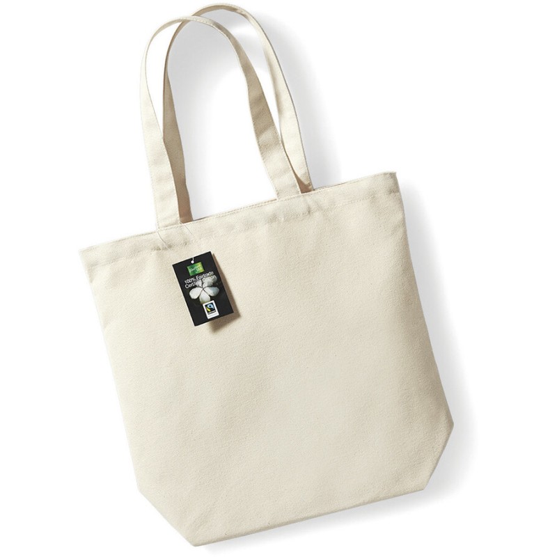 Sac shopping en coton canvas commerce équitable, 407 g/m²