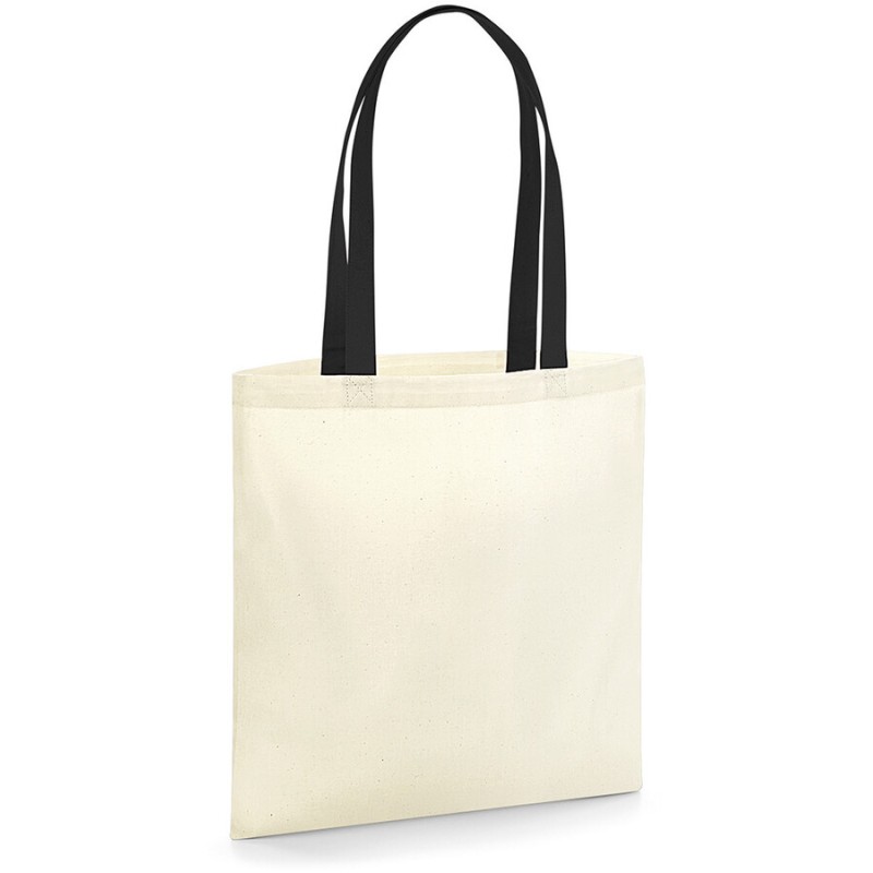 Sac shopping en coton canvas bio avec anses contrastées, 340 g/m²