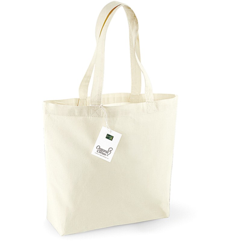 Sac shopping en coton bio avec soufflet, 170 g/m²