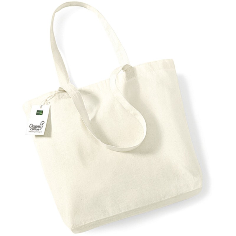 Sac shopping en coton bio avec soufflet, 170 g/m²