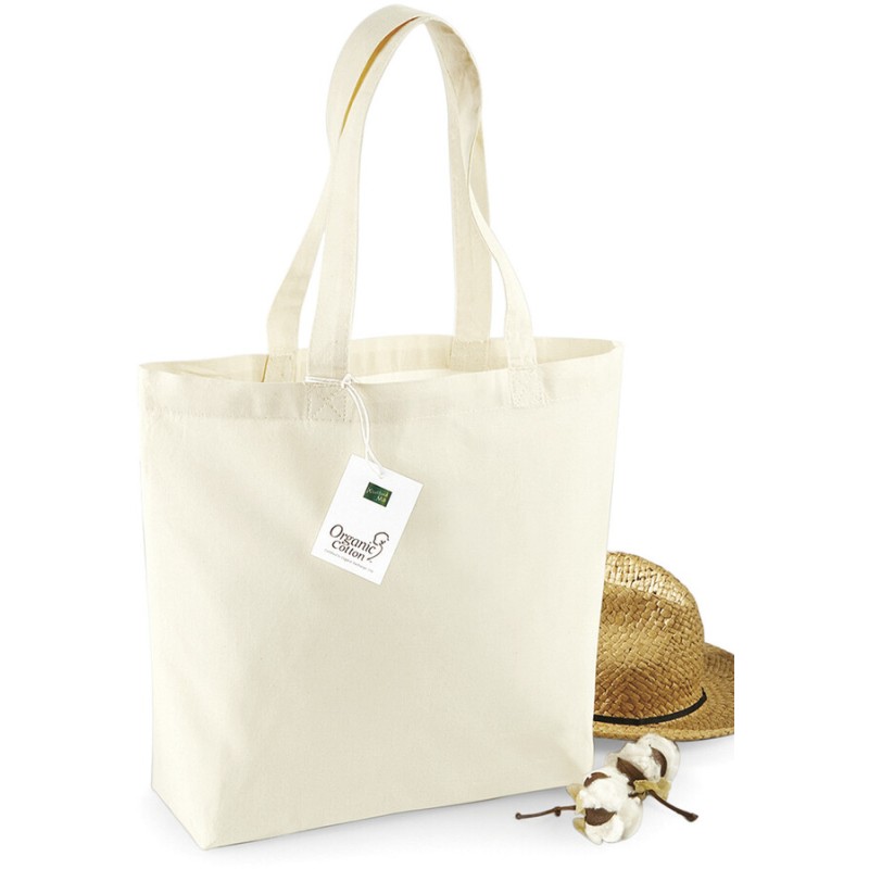 Sac shopping en coton bio avec soufflet, 170 g/m²