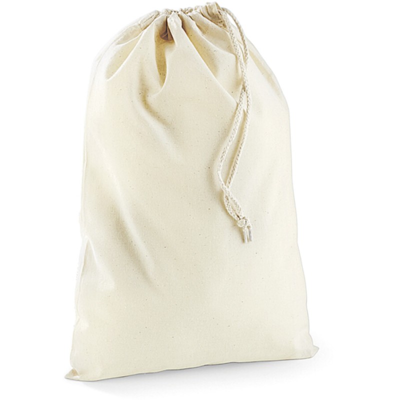 Petit sac de rangement en coton, fermeture par cordelette, 140 g/m²