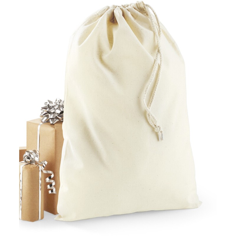 Petit sac de rangement en coton, fermeture par cordelette, 140 g/m²