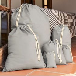 Petit sac de rangement en coton, fermeture par cordelette, 140 g/m²