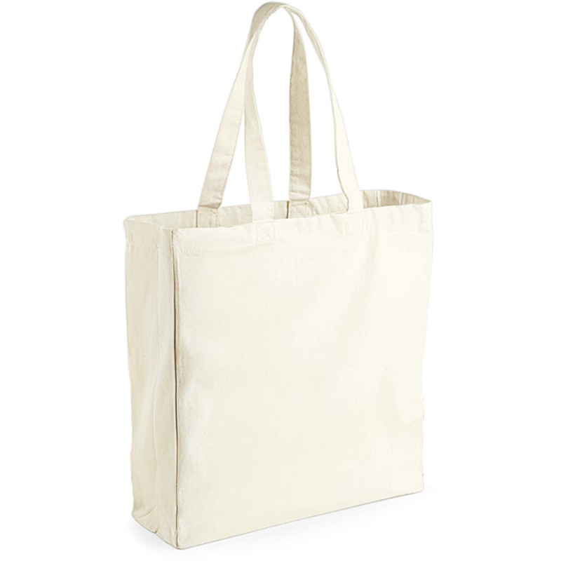 Sac shopping en coton canvas avec soufflet, 270 g/m²