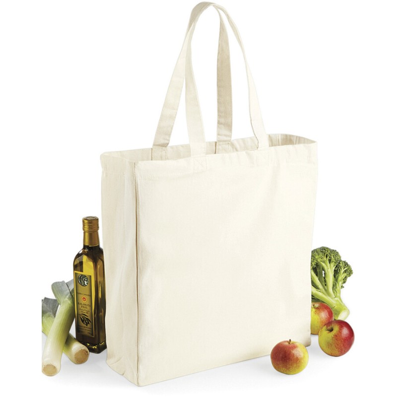 Sac shopping en coton canvas avec soufflet, 270 g/m²