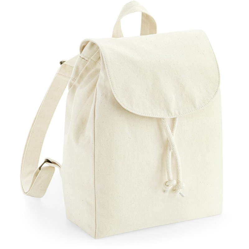 Mini sac à dos en coton bio épais avec rabat, 340 g/m²