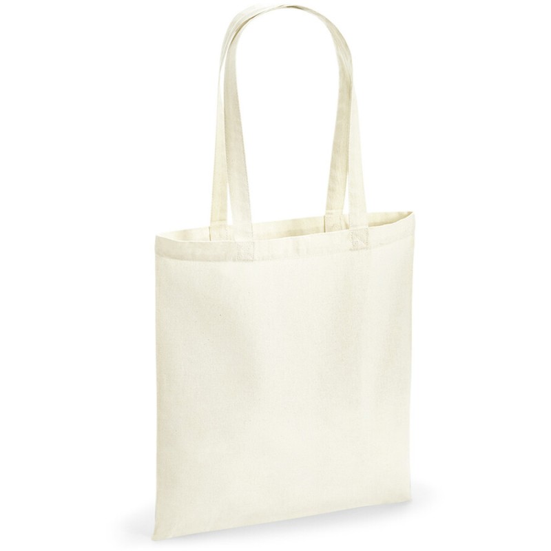 Sac shopping en coton recyclé certifié, anses longues, 170 g/m²