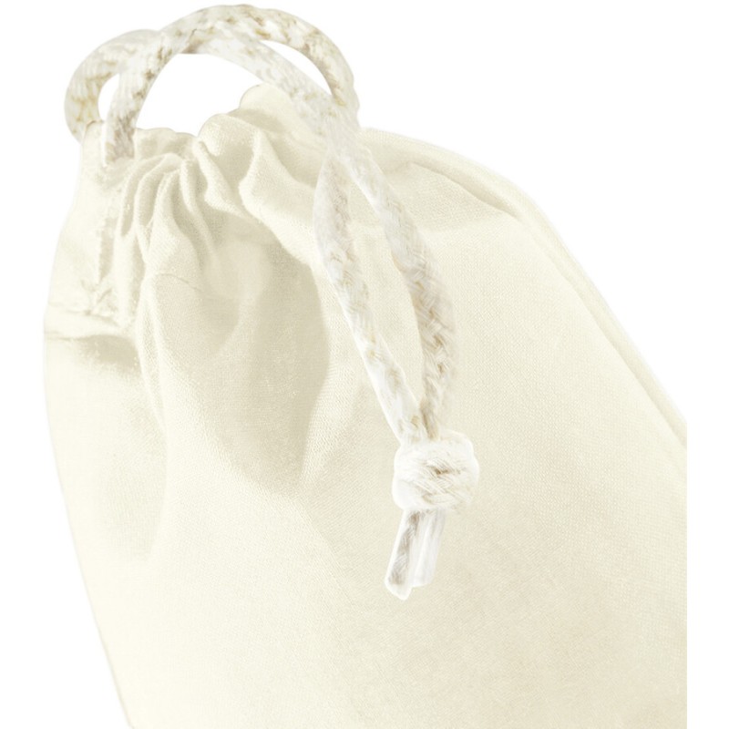 Sac de rangement en coton recyclé, fermeture par cordons, 170 g/m²