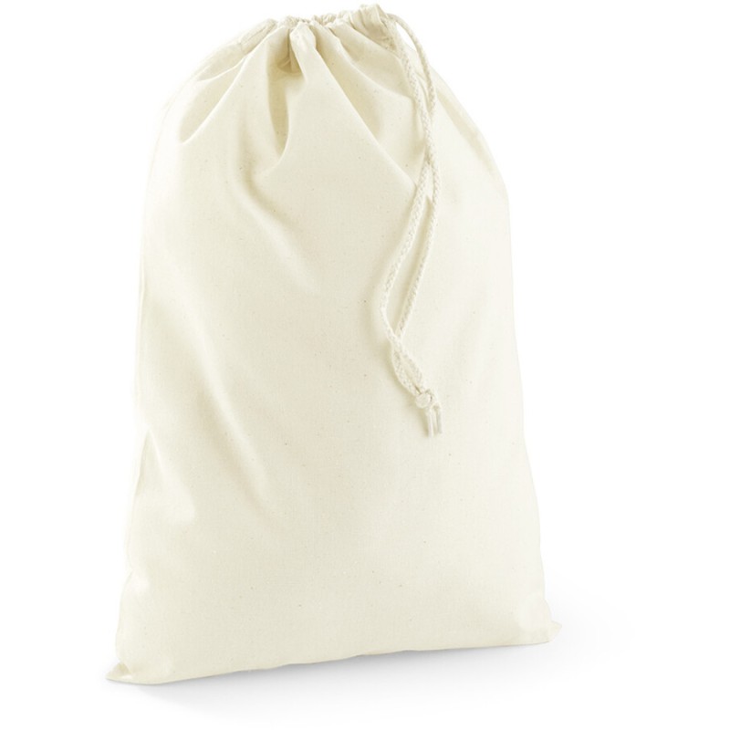 Sac de rangement en coton recyclé, fermeture par cordons, 170 g/m²