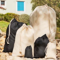 Sac de rangement en coton recyclé, fermeture par cordons, 170 g/m²