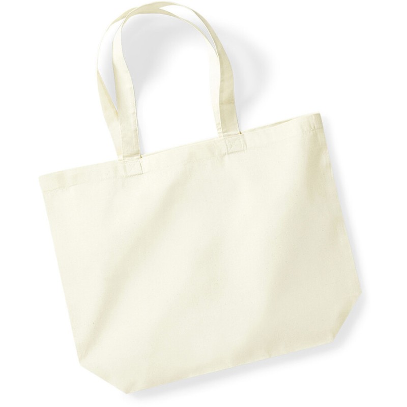 Maxi sac shopping en coton recyclé certifié, anses longues, 170 g/m²