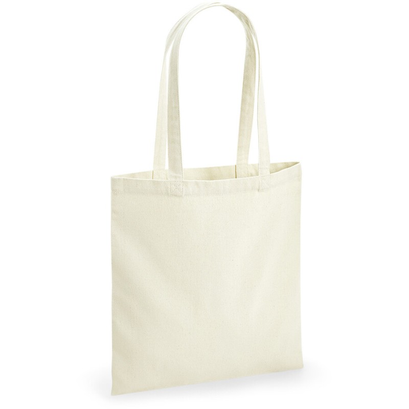 Sac shopping en polycoton recyclé certifié, anses longues, 270 g/m²