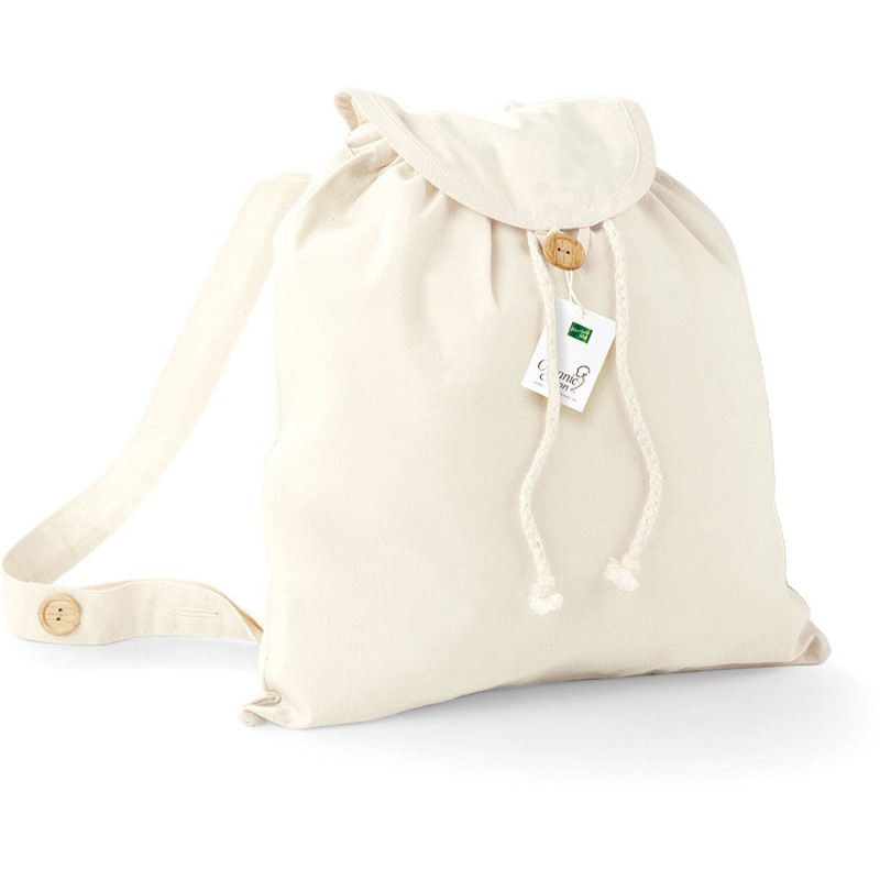 Sac à dos en coton bio pour festivals, bretelles réglables, 170 g/m²