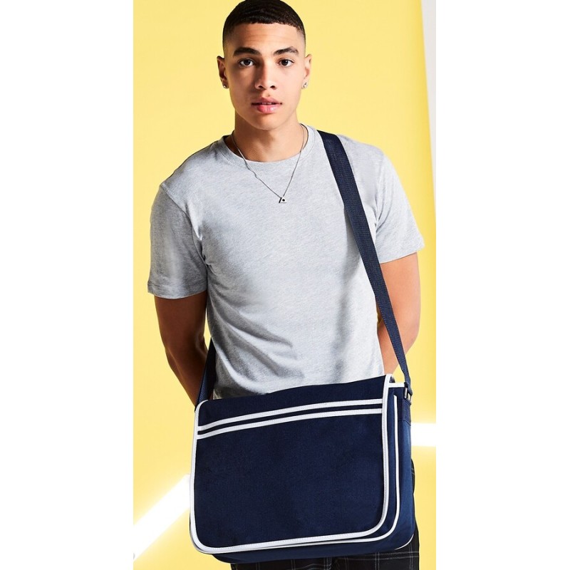 Sacoche messenger style rétro, bandoulière ajustable, 12 litres