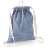 Sac à dos denim vintage en coton doux, fermeture par cordon