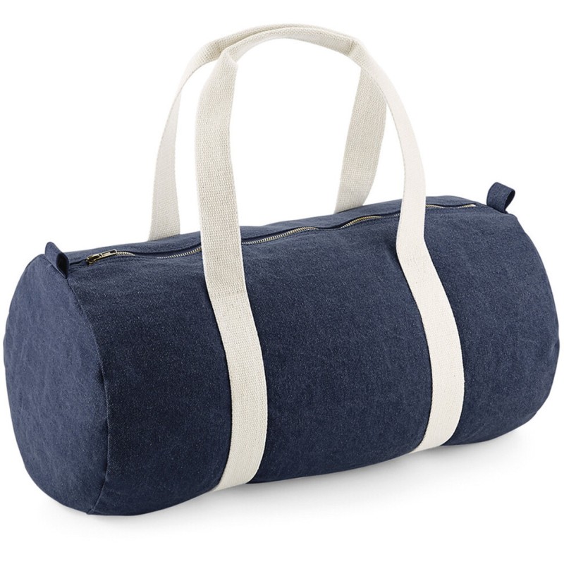 Sac polochon denim vintage avec poignées en coton doux, 20 litres