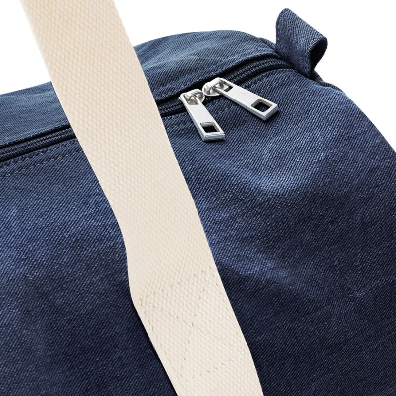 Sac polochon denim vintage avec poignées en coton doux, 20 litres