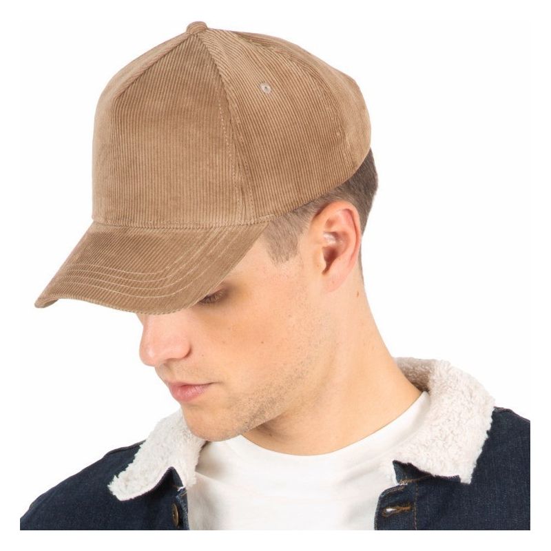 Casquette en velours 5 panneaux en coton doux, 310 g/m²