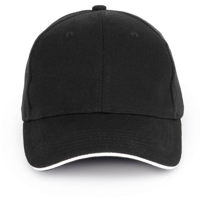 Casquette 6 panneaux contrastée en coton biologique doux, 260 g/m²