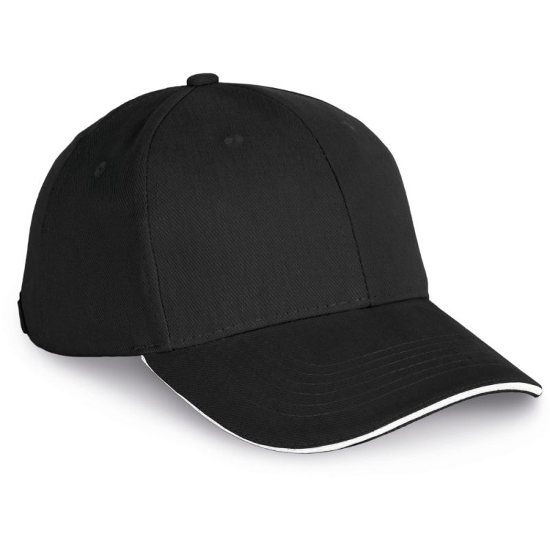 Casquette 6 panneaux contrastée en coton biologique doux, 260 g/m²