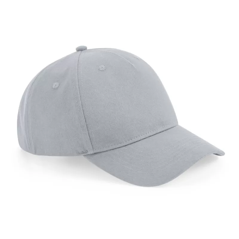 Casquette 5 panneaux en coton organique ajustable, panneaux avant structurés, 256 g/m²