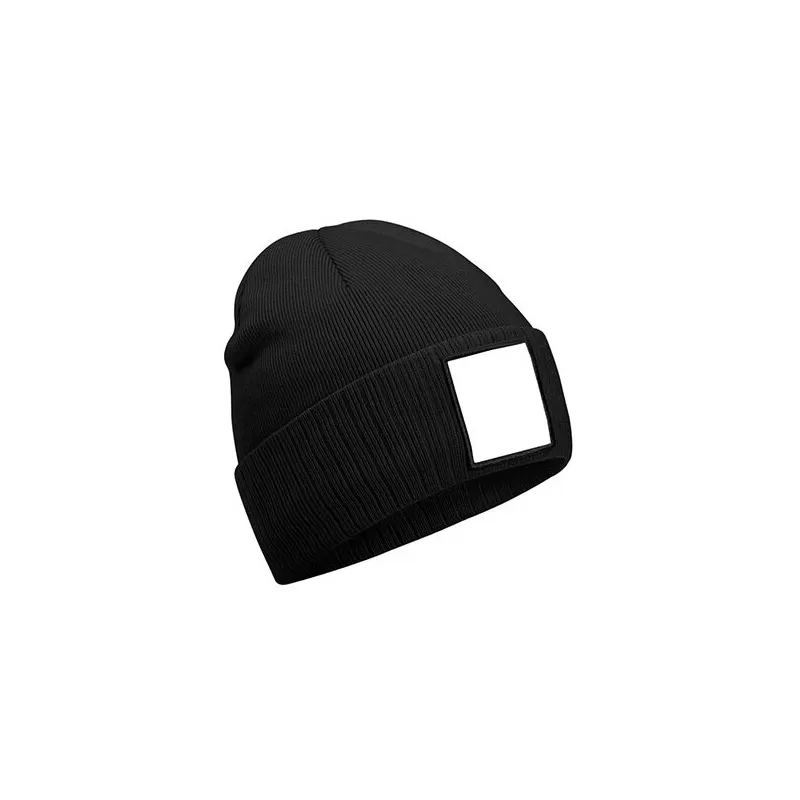 Bonnet tricoté double épaisseur avec empiècement en coton sergé, doublure micropolaire