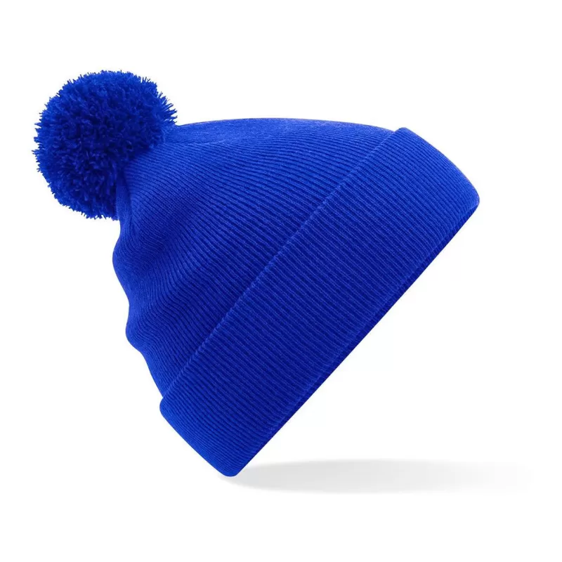 Bonnet enfant pompon uni en polyacrylique doux, tricot double épaisseur