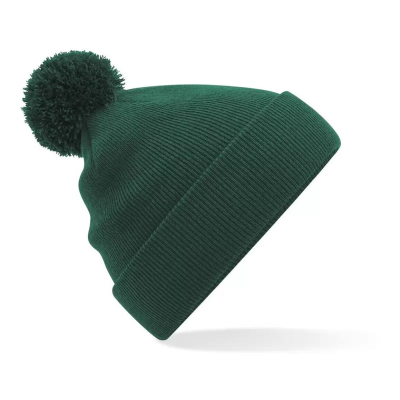 Bonnet enfant pompon uni en polyacrylique doux, tricot double épaisseur
