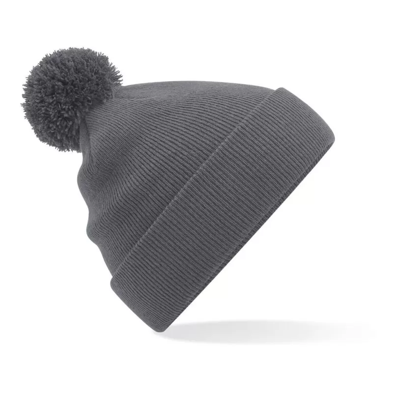 Bonnet enfant pompon uni en polyacrylique doux, tricot double épaisseur