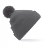 Bonnet enfant pompon uni en polyacrylique doux, tricot double épaisseur
