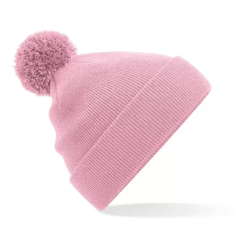 Bonnet enfant pompon uni en polyacrylique doux, tricot double épaisseur