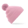 Bonnet enfant pompon uni en polyacrylique doux, tricot double épaisseur