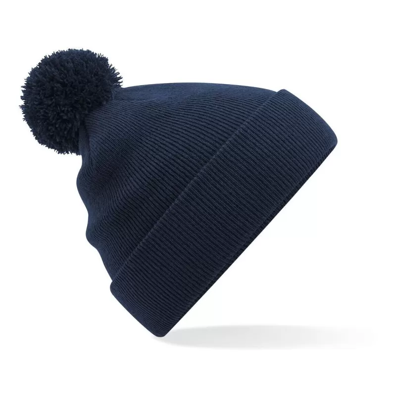 Bonnet enfant pompon uni en polyacrylique doux, tricot double épaisseur