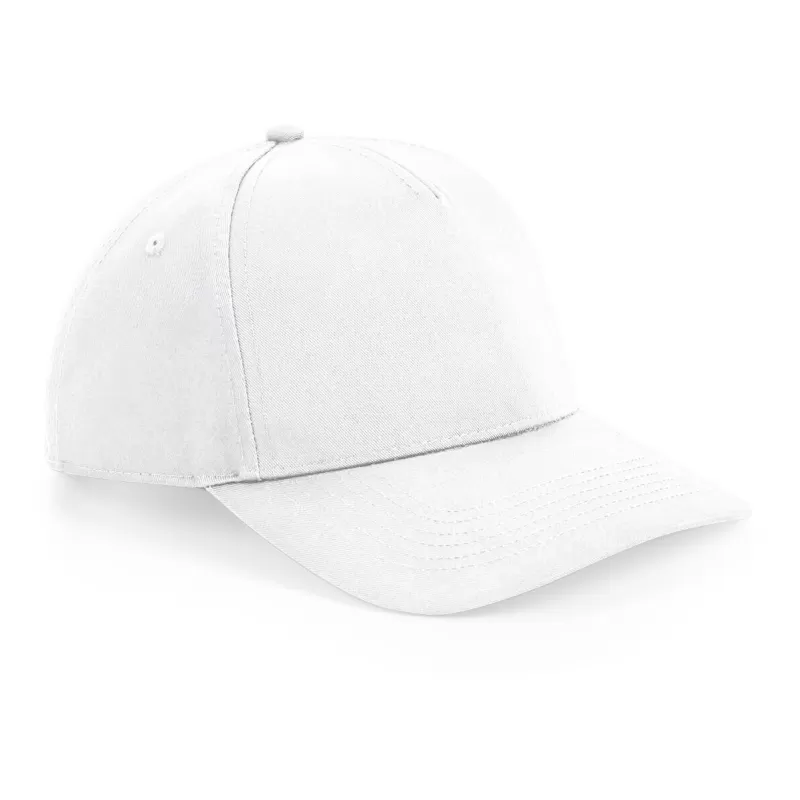 Casquette 5 panneaux, visière incurvée, œillets cousus, ajustable par patte, 240 g/m²