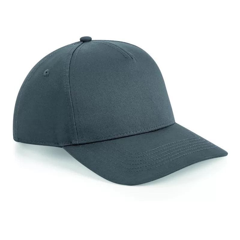 Casquette 5 panneaux, visière incurvée, œillets cousus, ajustable par patte, 240 g/m²