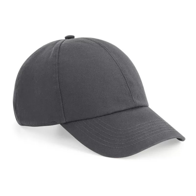 Casquette 6 panneaux coton biologique réglable, visière préformée, 255 g/m²